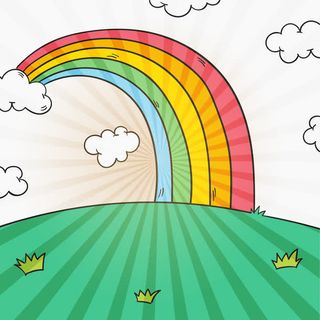 矢量春天风景背景与彩虹