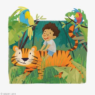 骑着老虎的小孩免抠