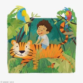 骑着老虎的小孩免抠