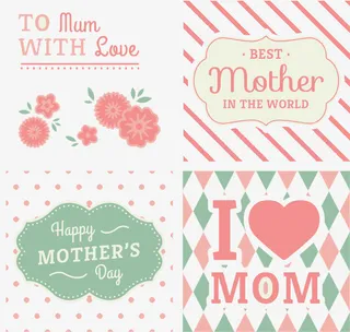 母亲节条纹贺卡元素免抠