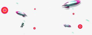 红色简约火箭圆圈漂浮素材免抠