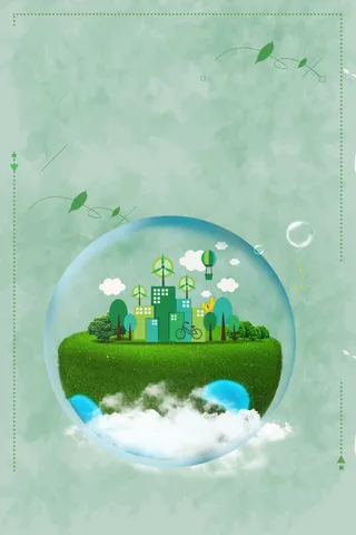 简约创意绿色节能减排海报背景素材高清
