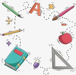 手绘文具用品边框免抠