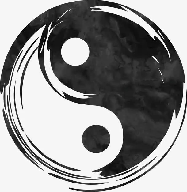 手绘水墨太极图免抠
