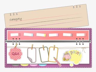 粉色手绘便条活页夹免抠