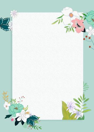 青色小清新插画花朵新品上市背景素材高清