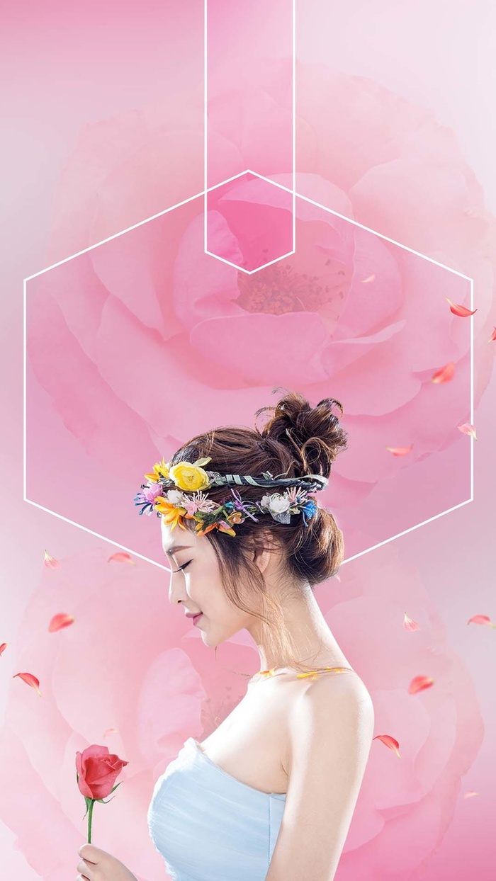 水彩520表白女神节PS源文件H5背景元高清
