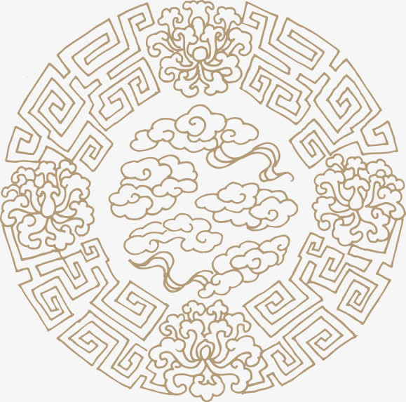 圆形古典花纹免抠