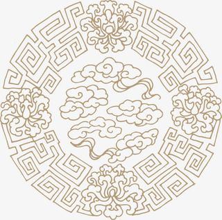 圆形古典花纹免抠