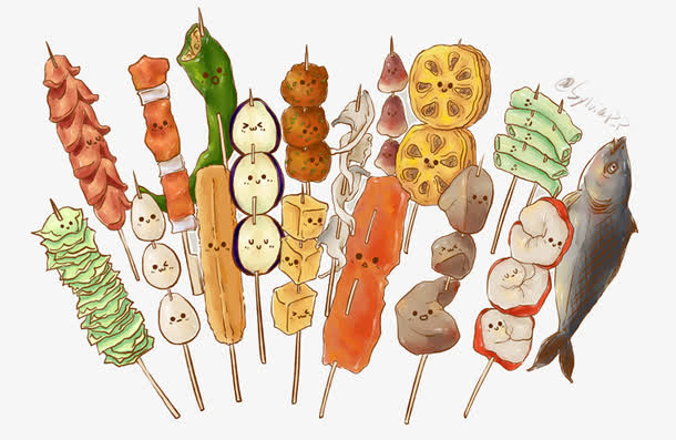 手绘炸串免抠