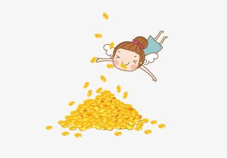 金融理财 女孩 扑向钱币免抠