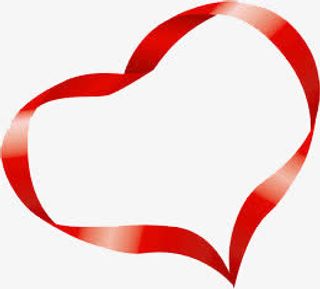 红色心形丝带免抠