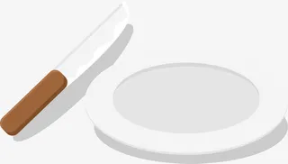 白色卡通盘子小刀免抠