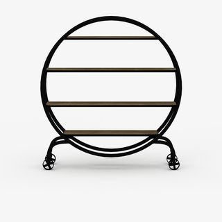 圆形多层木制隔板置物架免抠