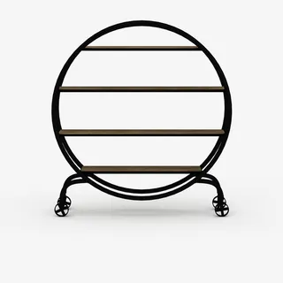 圆形多层木制隔板置物架免抠