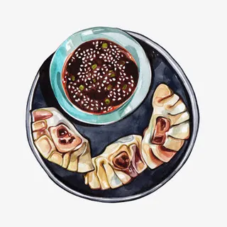 水饺手绘画素材图片免抠