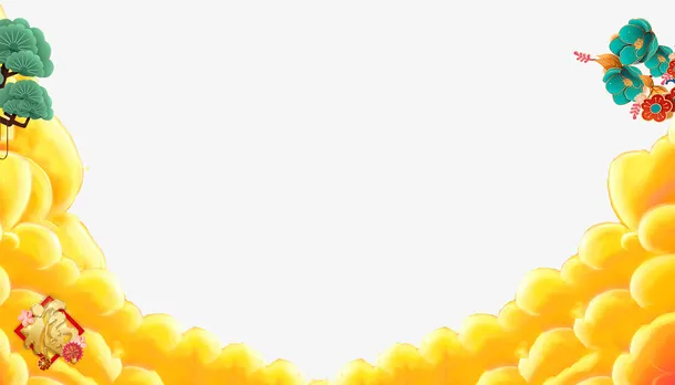 新年底纹黄色免抠