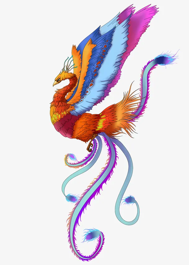 手绘彩色凤凰吉祥贵气免抠