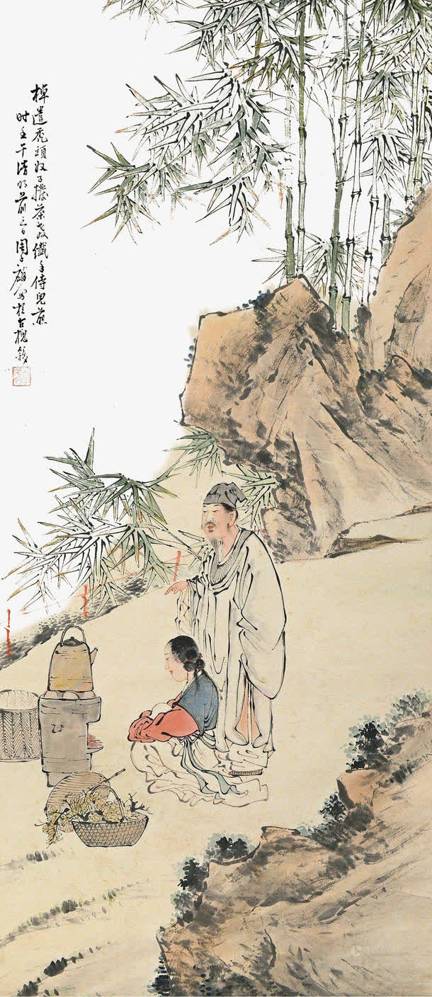 古代煎药水墨免抠