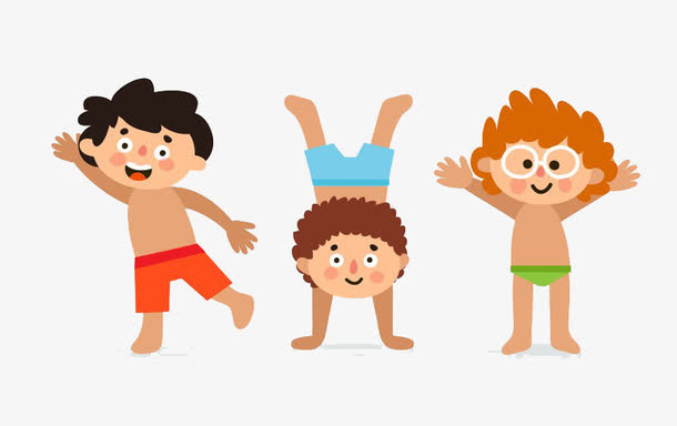 卡通小孩穿泳衣免抠