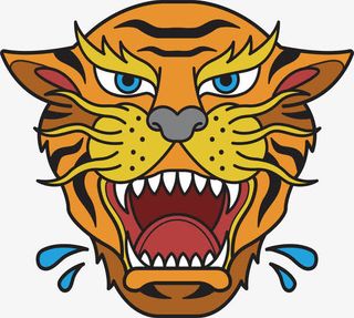 张开大嘴的老虎免抠