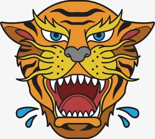 张开大嘴的老虎免抠