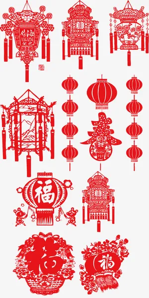 元宵节剪纸灯免抠