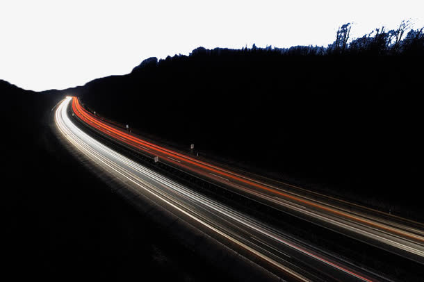 夜空下蜿蜒的公路免抠