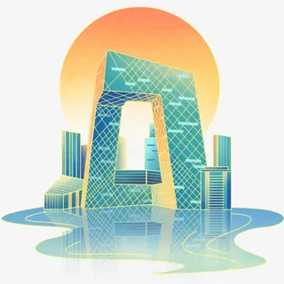 建筑风格插画免抠