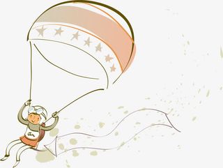 手绘卡通热气球男孩免抠