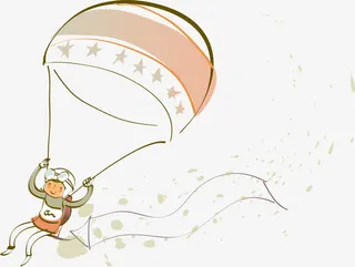 手绘卡通热气球男孩免抠