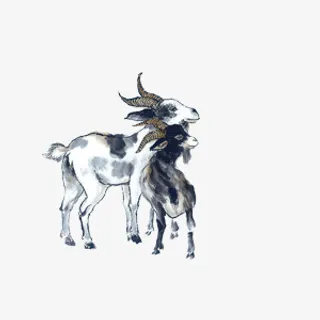 中国水墨画羊素材图免抠