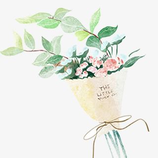 春天小清新鲜花花束免抠