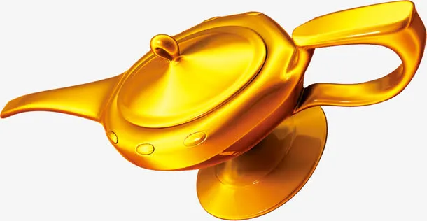高清金色春季茶壶免抠