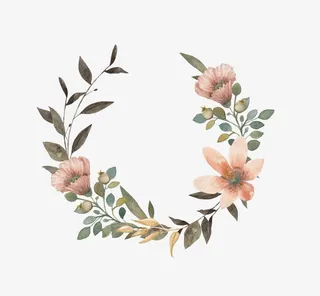 手绘植物花环免抠