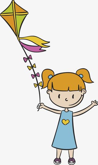 放风筝的小女孩免抠