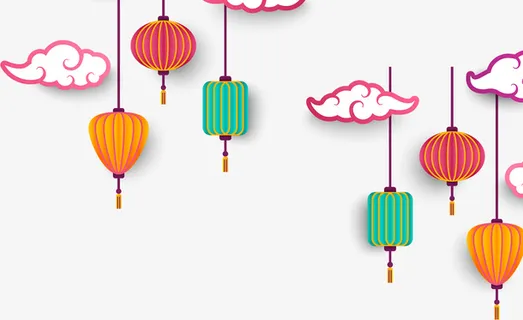 春节多彩灯笼挂饰免抠