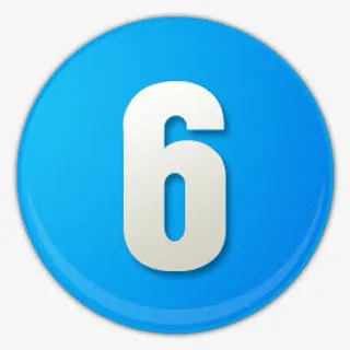 天蓝色的数字序号6图标免抠