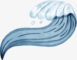 手绘蓝色海洋海浪免抠