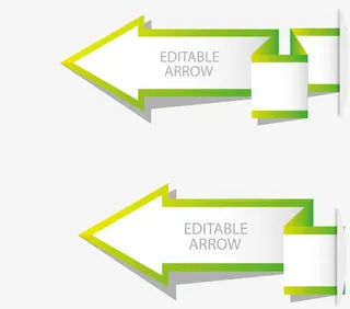 矢量手绘绿色折纸箭头免抠