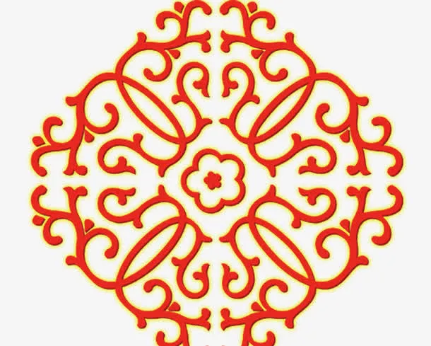 红色的花纹免抠