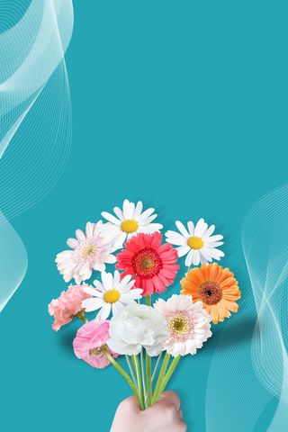 蓝色简约你好四月创意海报高清