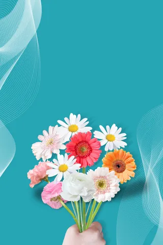 蓝色简约你好四月创意海报高清