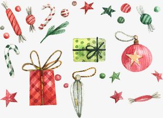 矢量手绘水彩装饰免抠