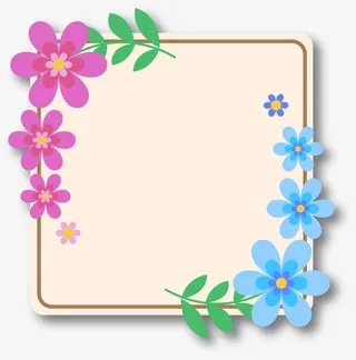 黄色春季花朵框架免抠