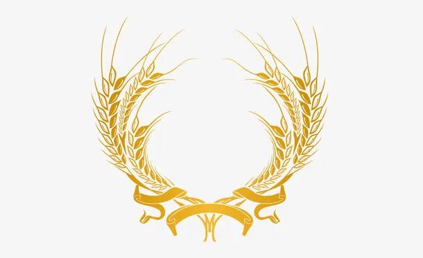 对称金色麦穗png矢量免抠