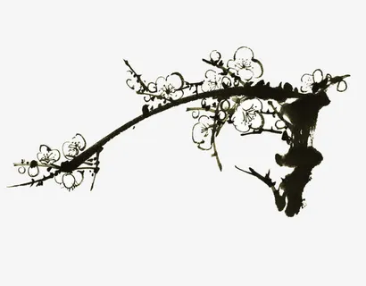 黑色水墨梅花免抠