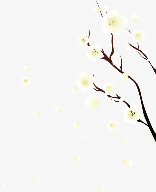 矢量手绘花枝免抠