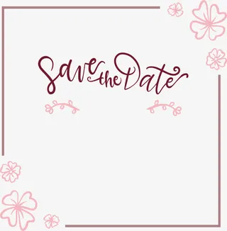 粉色花朵边框邀请函免抠