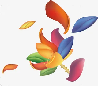 彩绘莲花七彩花瓣免抠